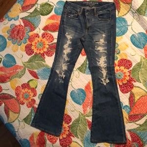 American Eagle Distressed Flared Jeans